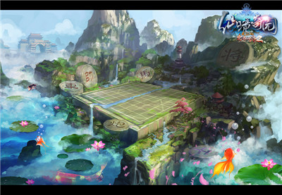 图片: 图1：《完美国际2》新版“仙境奇园”副本棋岛原画.jpg